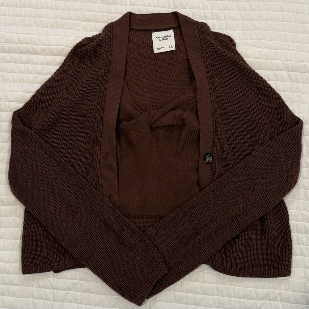 Abercrombie & Fitch Twist Sweater Tank & Cardigan Matching Set Women's Small - Picture 3 of 8